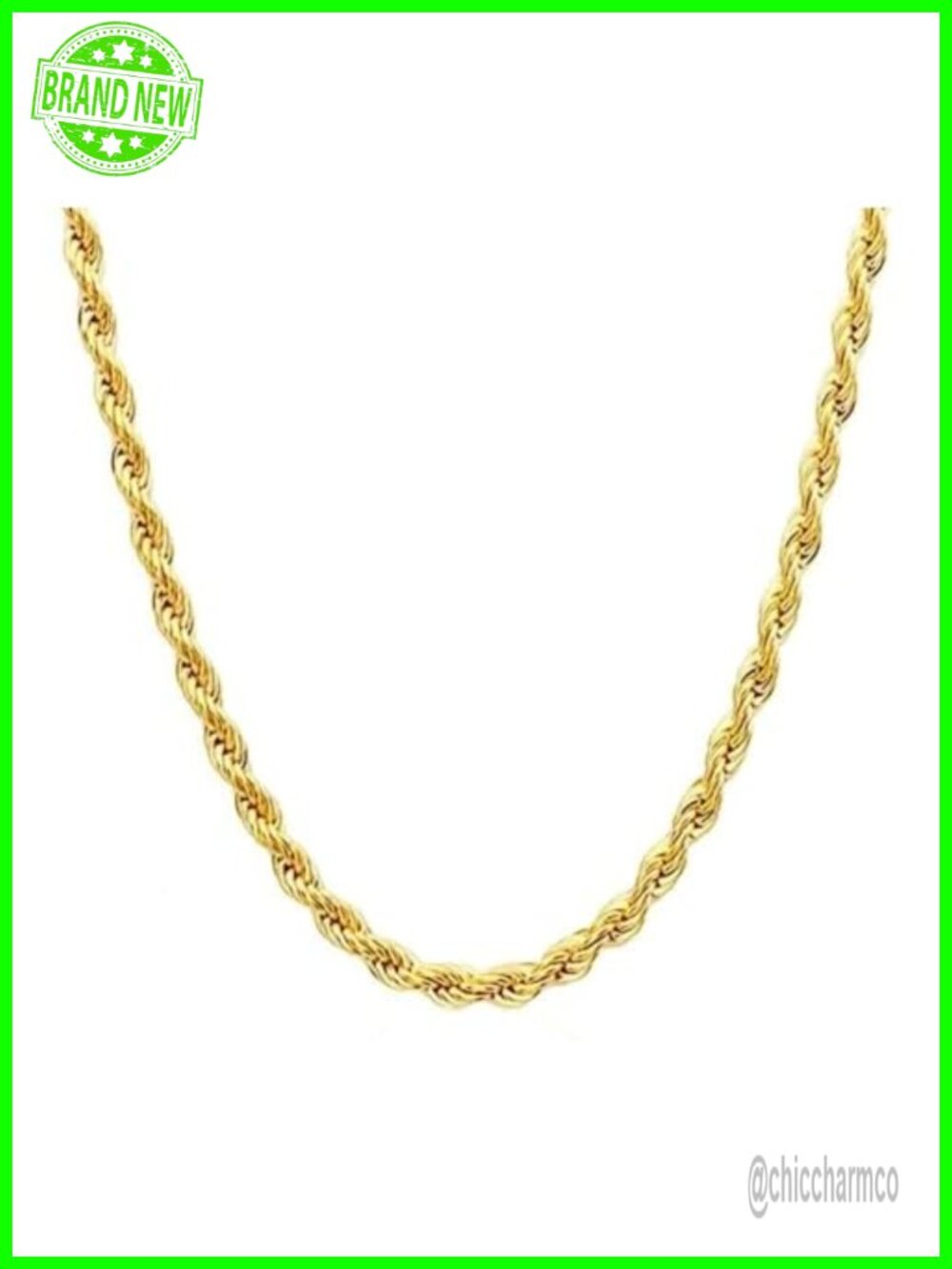 14K Solid Gold Rope Chain Necklace Diamond Cut Twisted Unisex Gift